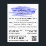 Wasserfarbe Blauer Pinselstrich Makeup Artist Flyer<br><div class="desc">Script Watercolor Blue Brushstroke macht Flyer für Künstlerwerbung durch den Business Card Store.</div>