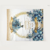 Wasserfarbe blaues Kleid Sweet 16 Gold Glitzer Ban Wandteppich (Vorderseite (Horizontal))