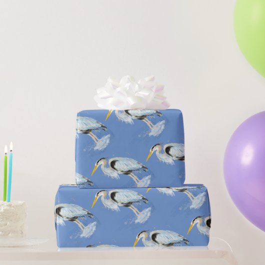 Wasserfarbe Blaues Vogelgeflecht Geschenkpapier (Partygeschenke)