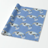 Wasserfarbe Blaues Vogelgeflecht Geschenkpapier (Ungerollt)