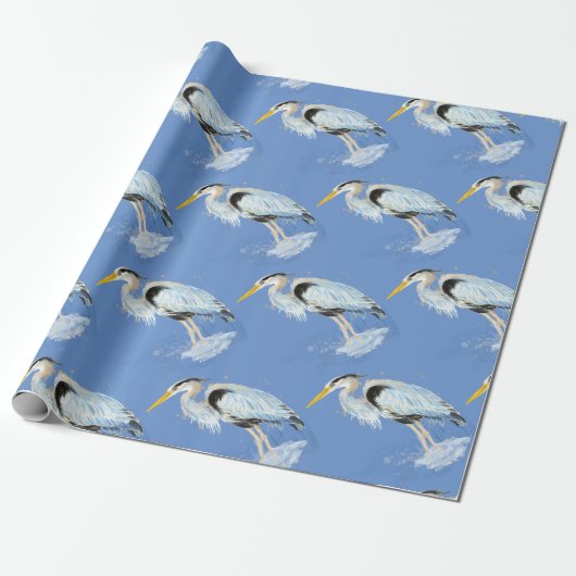 Wasserfarbe Blaues Vogelgeflecht Geschenkpapier (Ungerollt)