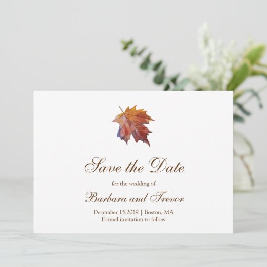 Wasserfarbe Bleiche Elegante Hochzeit im Herbst Save The Date (Stehend Vorderseite)