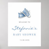 Wasserfarbe Blue Baby Shoes Es ist eine Baby-Dusch Poster (Vorne)