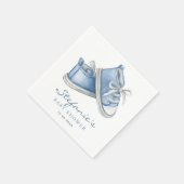 Wasserfarbe Blue Baby Shoes Es ist eine Baby-Dusch Serviette (Ecke)