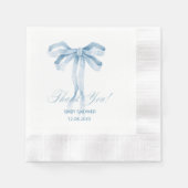 Wasserfarbe Blue Bow Ribbon Boy Babydusche Serviette (Vorderseite)