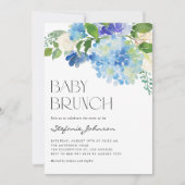 Wasserfarbe Blue Hydrangeas Baby Dusche Brunch Einladung (Vorderseite)