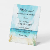 Wasserfarbe Blue Ocean Beach Hochzeitssicherheitsm Sockelschild (Vorderseite)