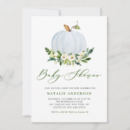 Wasserfarbe Blue Pumpkin Floral Fall Baby Dusche Einladung
