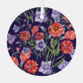 Wasserfarbe Bluebell Poppy Array Ornament Aus Glas (Rückseite)