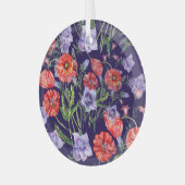 Wasserfarbe Bluebell Poppy Array Ornament Aus Glas (Vorderseite links)