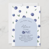 Wasserfarbe Blueberry 1. Geburtstag Party Einladung (Vorderseite)
