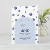 Wasserfarbe Blueberry 1. Geburtstag Party Einladung (Stehend Vorderseite)