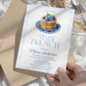 Wasserfarbe Blueberry Baby Brunch Babydusche Einladung