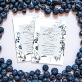 Wasserfarbe Blueberry Baby Dusche Einladung