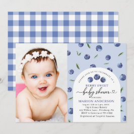 Wasserfarbe Blueberry Babydusche Einladung