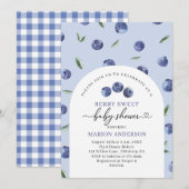 Wasserfarbe Blueberry Babydusche Einladung (Vorne/Hinten)