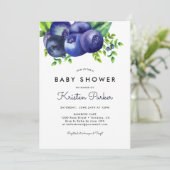 Wasserfarbe Blueberry Boy Babydusche Einladung (Stehend Vorderseite)