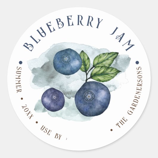 Wasserfarbe Blueberry Jam Classic Round Sticker (Vorderseite)