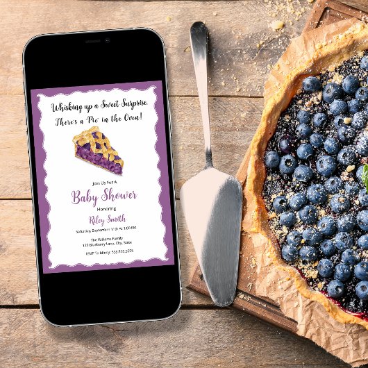 Wasserfarbe Blueberry Pie Baby Dusche Einladung