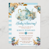 Wasserfarbe Blueberry Tee Party Babydusche Einladung (Vorne/Hinten)