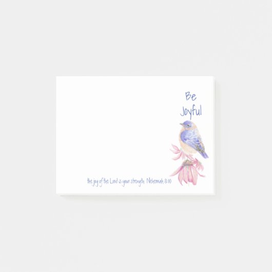 Wasserfarbe Bluebird Joy of the Lord Bible Quote Post-it Klebezettel (Vorderseite)