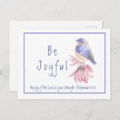 Wasserfarbe Bluebird Joy of the Lord Bible Quote Postkarte (Vorne/Hinten)