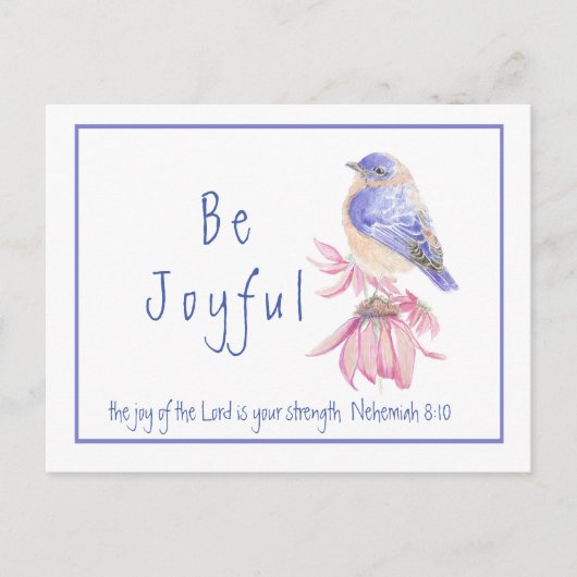 Wasserfarbe Bluebird Joy of the Lord Bible Quote Postkarte (Vorderseite)