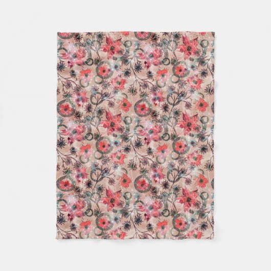 Wasserfarbe, Blume. Fleecedecke (Vorderseite)