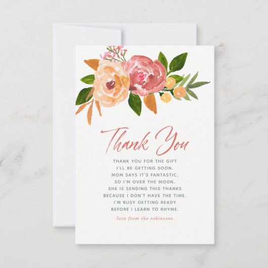 Wasserfarbe Blume Frühjahrsdusche Danke (Vorderseite)