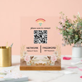 Wasserfarbe Blume Kinderdusche Wifi Netzwerk QR Co Acrylschild (Hochzeit)