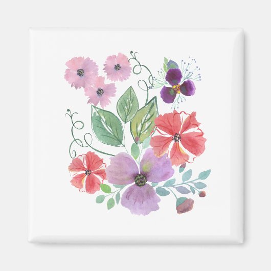Wasserfarbe, Blume. Magnet (Vorne)
