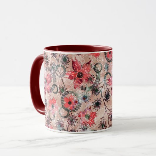 Wasserfarbe, Blume. Tasse (Vorderseite Links)