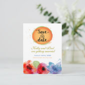 Wasserfarbe Blumen Elegant Save the Date farbenfro Ankündigungspostkarte (Stehend Vorderseite)