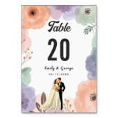 Wasserfarbe Blumen Romantisches Paar Elegante Hoch Tischnummer (Vorderseite)