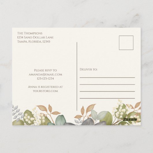 Wasserfarbe Blumenbridal Gown Brautparty Postkarte (Rückseite)