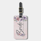 Wasserfarbe Blumenmuster Personalisierte Rose Marm Gepäckanhänger (Vorderseite vertikal)