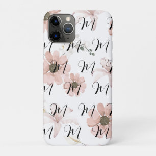 Wasserfarbe Blush Rosa Blumen Art Monogramm Case-Mate iPhone Hülle