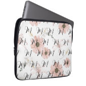 Wasserfarbe Blush Rosa Blumen Kunst Monogramm Laptopschutzhülle (Vorne Rechts)