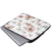 Wasserfarbe Blush Rosa Blumen Kunst Monogramm Laptopschutzhülle (Vorne Knopf)
