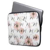 Wasserfarbe Blush Rosa Blumen Kunst Monogramm Laptopschutzhülle (Vorderseite Links)
