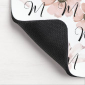 Wasserfarbe Blush Rosa Blumen Kunst Monogramm Mousepad (Ecke)