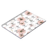 Wasserfarbe Blush Rosa Blumen Kunst Monogramm Notizblock (Linke Seite)