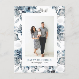 Wasserfarbe Blüten Glücklich Hanukkah Foto Feiertagspostkarte