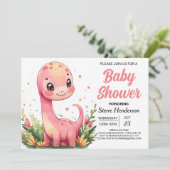 Wasserfarbe Bohemisch bestellbare Dinosaurier Baby Einladung (Stehend Vorderseite)