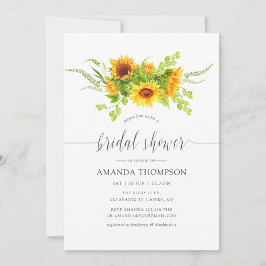 Wasserfarbe Bohemisch Boho Sonnenblumen Brautparty Einladung (Vorderseite)
