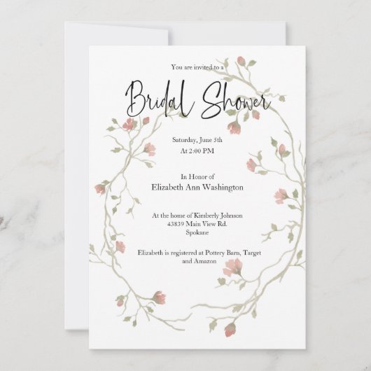 Wasserfarbe Bohemisch Bridal Dusche Einladung (Vorderseite)