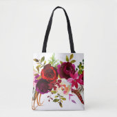 Wasserfarbe Bohemisch Floral Burgund Marsala Rot Tasche (Vorderseite)