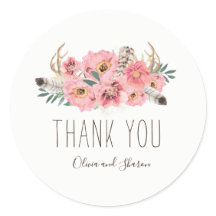 Wasserfarbe Bohemische Hochzeit Danke Stickers