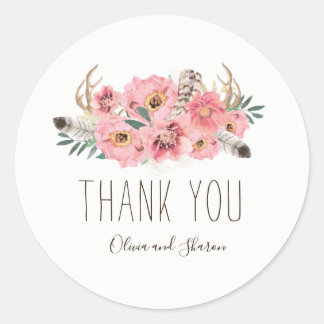 Wasserfarbe Bohemische Hochzeit Danke Stickers