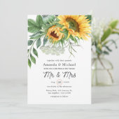 Wasserfarbe Bohemische Sonnenblumenhochzeit Einladung (Stehend Vorderseite)